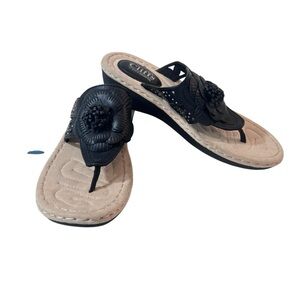 Cliffs by White Mountain Cynthia Sandals Black Womens New